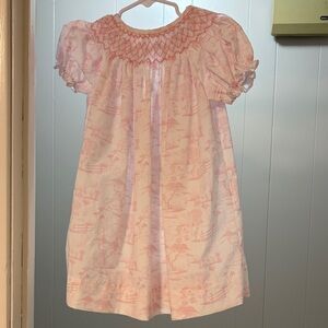 Charming Pink Smocked Kids Dress